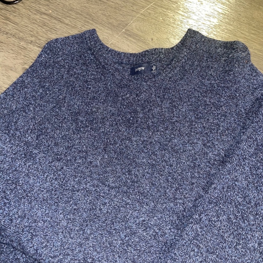 J.Crew Mens M Blue Lambswool Crewneck Sweater Marled Knit E4631